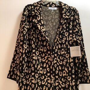 NWT Kasper animal print notch collar sweater jacket sz. M